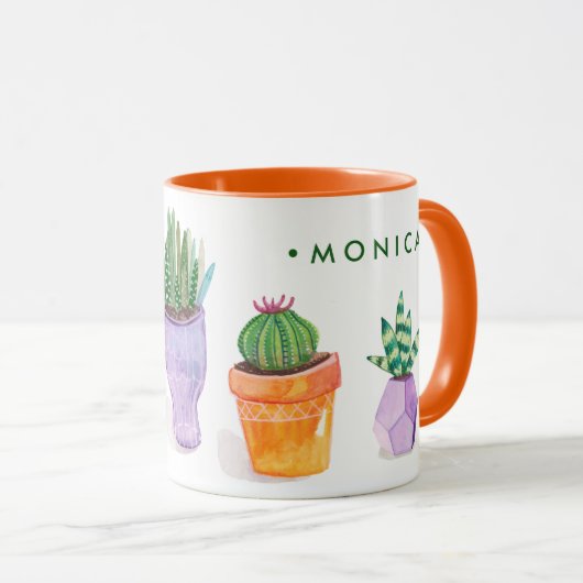 Jouw naam toevoegen | Succulent beeldscherm Mok (Voorkant rechts)