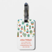 Jouw naam toevoegen | Succulent Patroon Bagagelabel (Achterkant verticaal)