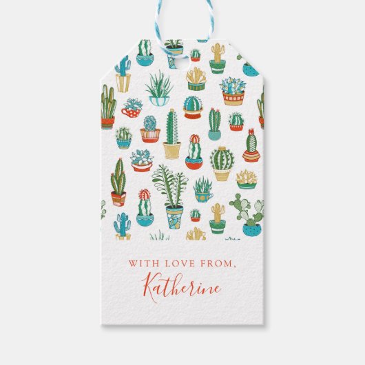 Jouw naam toevoegen | Succulent Patroon Cadeaulabel (Voorkant)