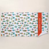 Jouw naam toevoegen | Succulent Patroon Strandlaken (Voorkant)