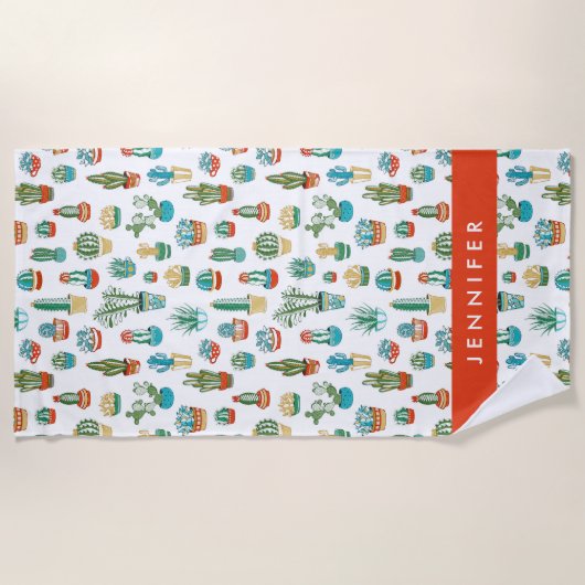 Jouw naam toevoegen | Succulent Patroon Strandlaken (Voorkant)