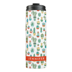 Jouw naam toevoegen Succulent Patroon Thermosbeker