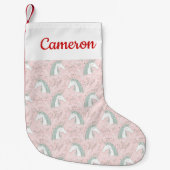 Jouw naam toevoegen | Sweet Floral Unicorn Pattern Kleine Kerstsok (Voorkant)