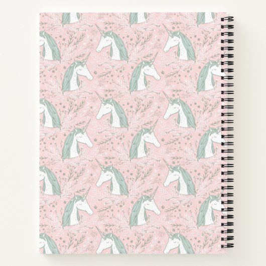 Jouw naam toevoegen | Sweet Floral Unicorn Pattern Notitieboek (Achterkant)