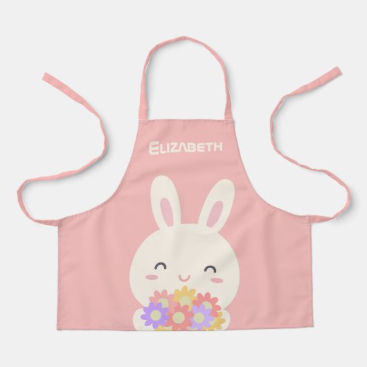 Jouw naam toevoegen | Sweet Little Bunny & Flowers Schort (Voorkant)
