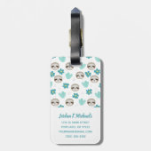 Jouw naam toevoegen | Sweet Sloth Floral Pattern Bagagelabel (Achterkant verticaal)