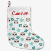 Jouw naam toevoegen | Sweet Sloth Floral Pattern Kleine Kerstsok (Voorkant)
