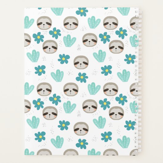 Jouw naam toevoegen | Sweet Sloth Floral Pattern Planner (Achterkant)
