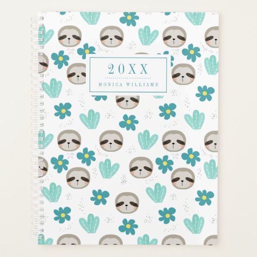 Jouw naam toevoegen | Sweet Sloth Floral Pattern Planner (Voorkant)