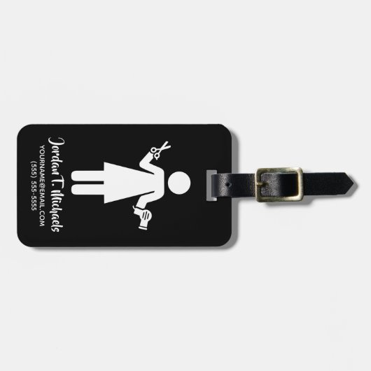 Jouw naam toevoegen | Symbool van de hairdresser Bagagelabel (Voorkant horizontaal)