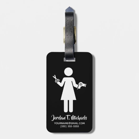 Jouw naam toevoegen | Symbool van de hairdresser Bagagelabel (Achterkant verticaal)
