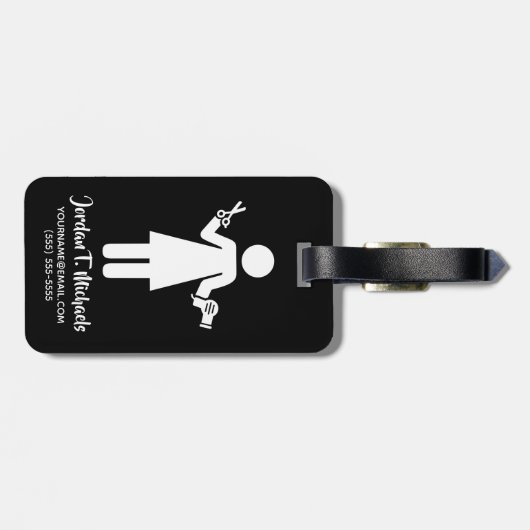 Jouw naam toevoegen | Symbool van de hairdresser Bagagelabel (Achterkant horizontaal)