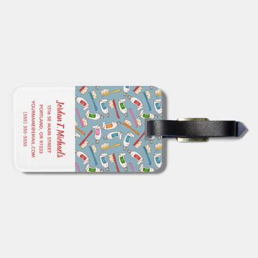 Jouw naam toevoegen | Tandenborstel- en tandpastea Bagagelabel (Achterkant horizontaal)