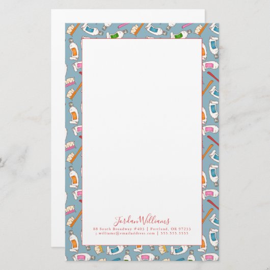 Jouw naam toevoegen | Tandenborstel- en tandpastea Briefpapier (Voorkant / Achterkant)