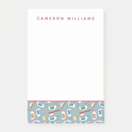 Jouw naam toevoegen | Tandenborstel- en tandpastea Post-it® Notes (Voorkant)