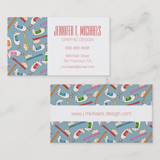 Jouw naam toevoegen | Tandenborstel- en tandpastea Visitekaartje (Voorkant / Achterkant)