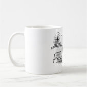 Jouw naam toevoegen | Tekening van zwarte en witte Koffiemok (Links)