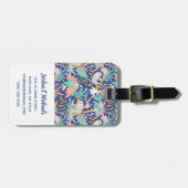 Jouw naam toevoegen | Tropisch blauw sleufpatroon Bagagelabel (Voorkant horizontaal)