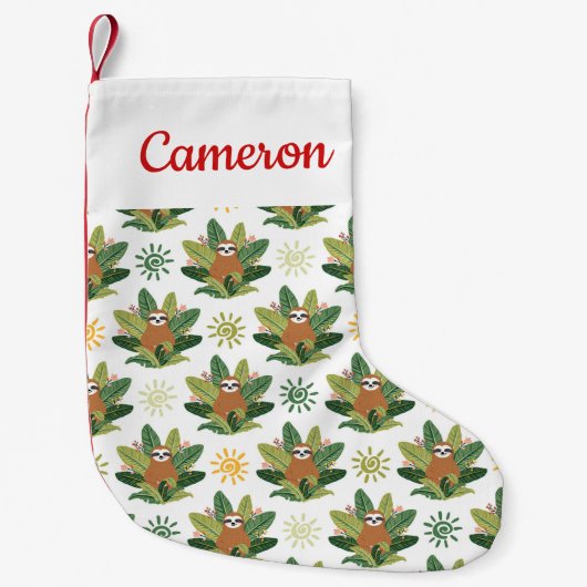 Jouw naam toevoegen | Tropisch gleufpatroon Kleine Kerstsok (Voorkant)