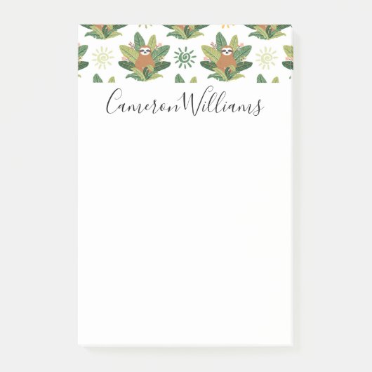 Jouw naam toevoegen | Tropisch gleufpatroon Post-it® Notes (Voorkant)