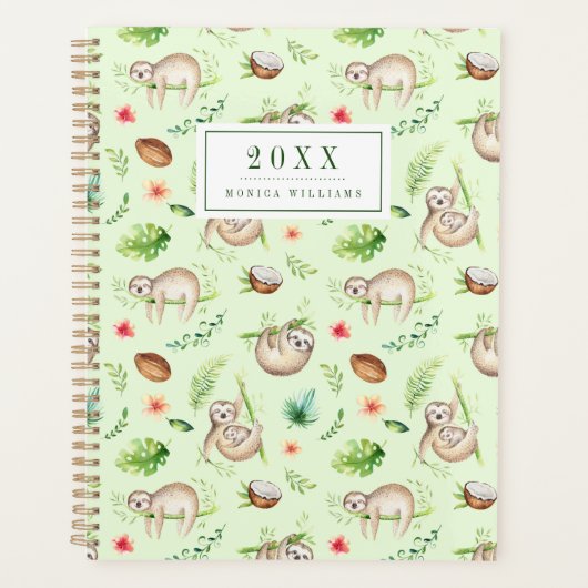 Jouw naam toevoegen | Tropisch kokosgleufpatroon Planner (Voorkant)