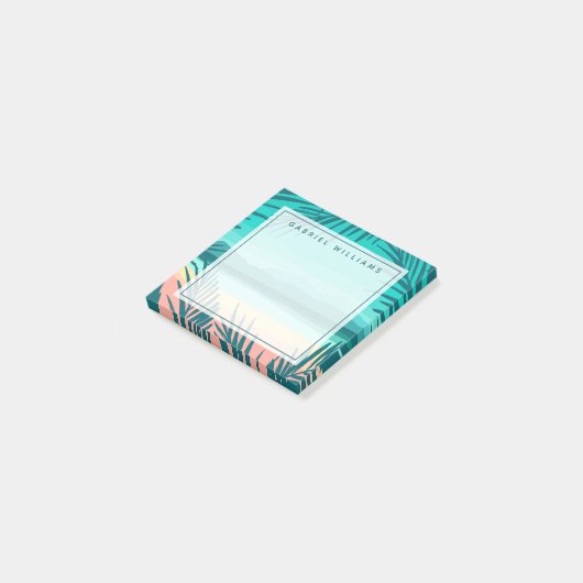 Jouw naam toevoegen | Tropisch strand Post-it® Notes (Schuin)