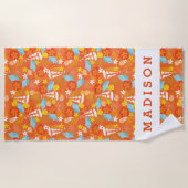 Jouw naam toevoegen | Tropisch zeemleeppatroon Strandlaken (Voorkant)