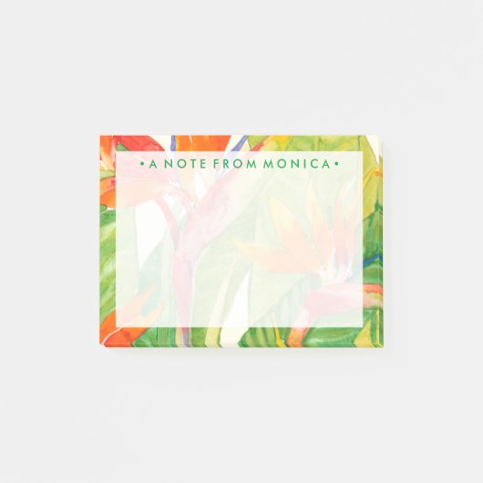 Jouw naam toevoegen | Tropische bloemen | Vogel va Post-it® Notes (Voorkant)