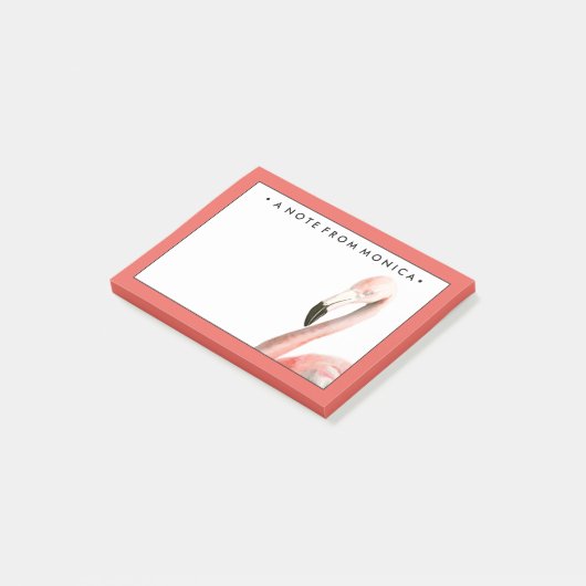 Jouw naam toevoegen | Tropische Flamingo Bird Post-it® Notes (Schuin)