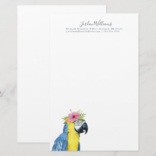 Jouw naam toevoegen | Tropische halo - Parrot Briefpapier (Voorkant / Achterkant)