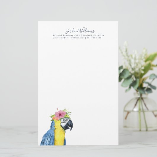 Jouw naam toevoegen | Tropische halo - Parrot Briefpapier (Staand voorkant)