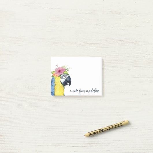 Jouw naam toevoegen | Tropische halo - Parrot Post-it® Notes (Op bureau)