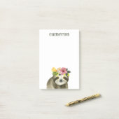 Jouw naam toevoegen | Tropische halo | Sweet Sloth Post-it® Notes (Op bureau)