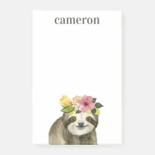 Jouw naam toevoegen | Tropische halo | Sweet Sloth Post-it® Notes (Voorkant)