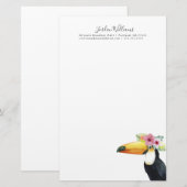 Jouw naam toevoegen | Tropische halo - Toucan Briefpapier (Voorkant / Achterkant)