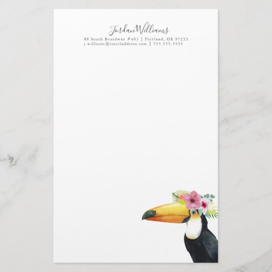 Jouw naam toevoegen | Tropische halo - Toucan Briefpapier (Voorkant)
