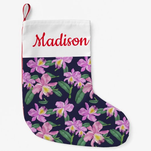 Jouw naam toevoegen | Tropische orchideeën Kleine Kerstsok (Voorkant)