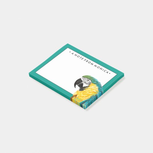 Jouw naam toevoegen | Tropische papegaai Post-it® Notes (Schuin)