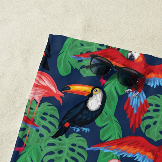 Jouw naam toevoegen | Tropische vogels in heldere  Strandlaken (In situ)