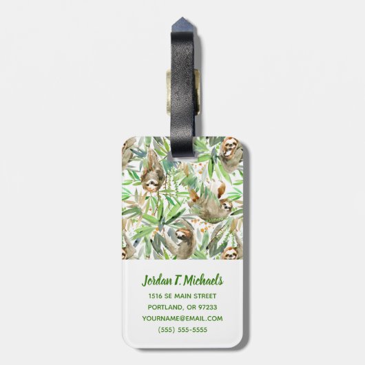 Jouw naam toevoegen | Tropische Waterverf Slotpatr Bagagelabel (Achterkant verticaal)