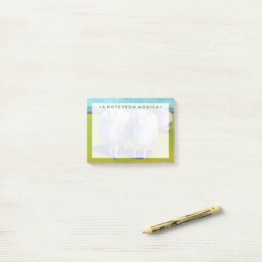 Jouw naam toevoegen | Twee schapen in het veld Post-it® Notes (Op bureau)