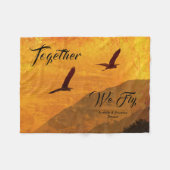 Jouw naam toevoegen | Twee vogels vliegen samen Fleece Deken (Voorkant (Horizontaal))