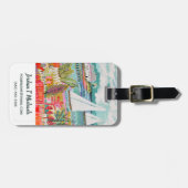 Jouw naam toevoegen | Twee zeilboten Bagagelabel (Voorkant horizontaal)