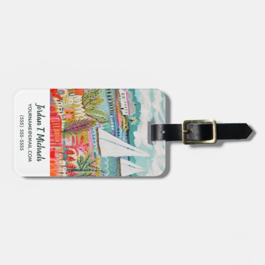 Jouw naam toevoegen | Twee zeilboten Bagagelabel (Voorkant horizontaal)