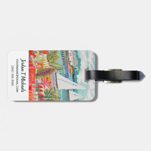 Jouw naam toevoegen | Twee zeilboten Bagagelabel (Achterkant horizontaal)