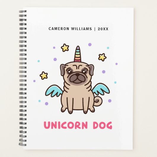Jouw naam toevoegen | Unicorn Rainbow Dog Planner (Voorkant)