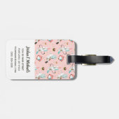 Jouw naam toevoegen | Unicorns in het ruimtepatroo Bagagelabel (Achterkant horizontaal)