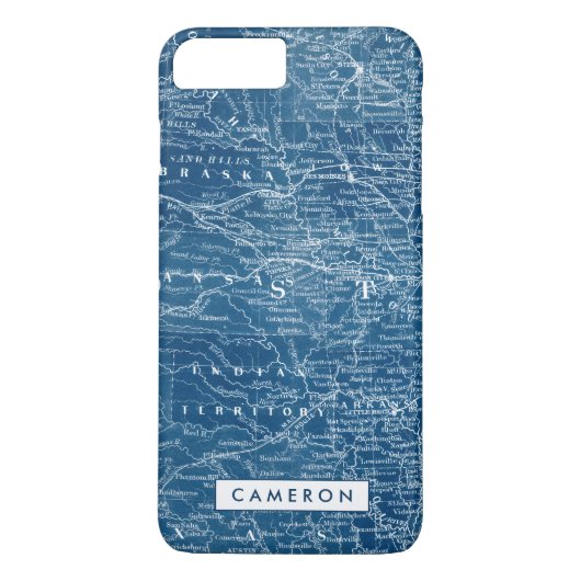 Jouw naam toevoegen | US Map Blueprint Case-Mate iPhone Case (Achterkant)