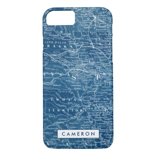 Jouw naam toevoegen | US Map Blueprint Case-Mate iPhone Case (Achterkant)
