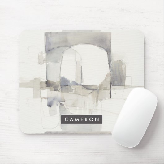 Jouw naam toevoegen | Verbetering I Grijs Abstract Muismat (Met muis)